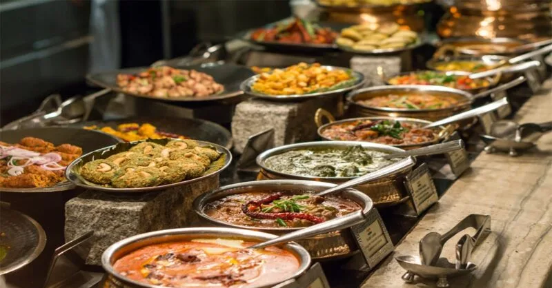 Indian catering buffet by New Asian Village Sherwood Park — curries, biryani and tandoori dishes